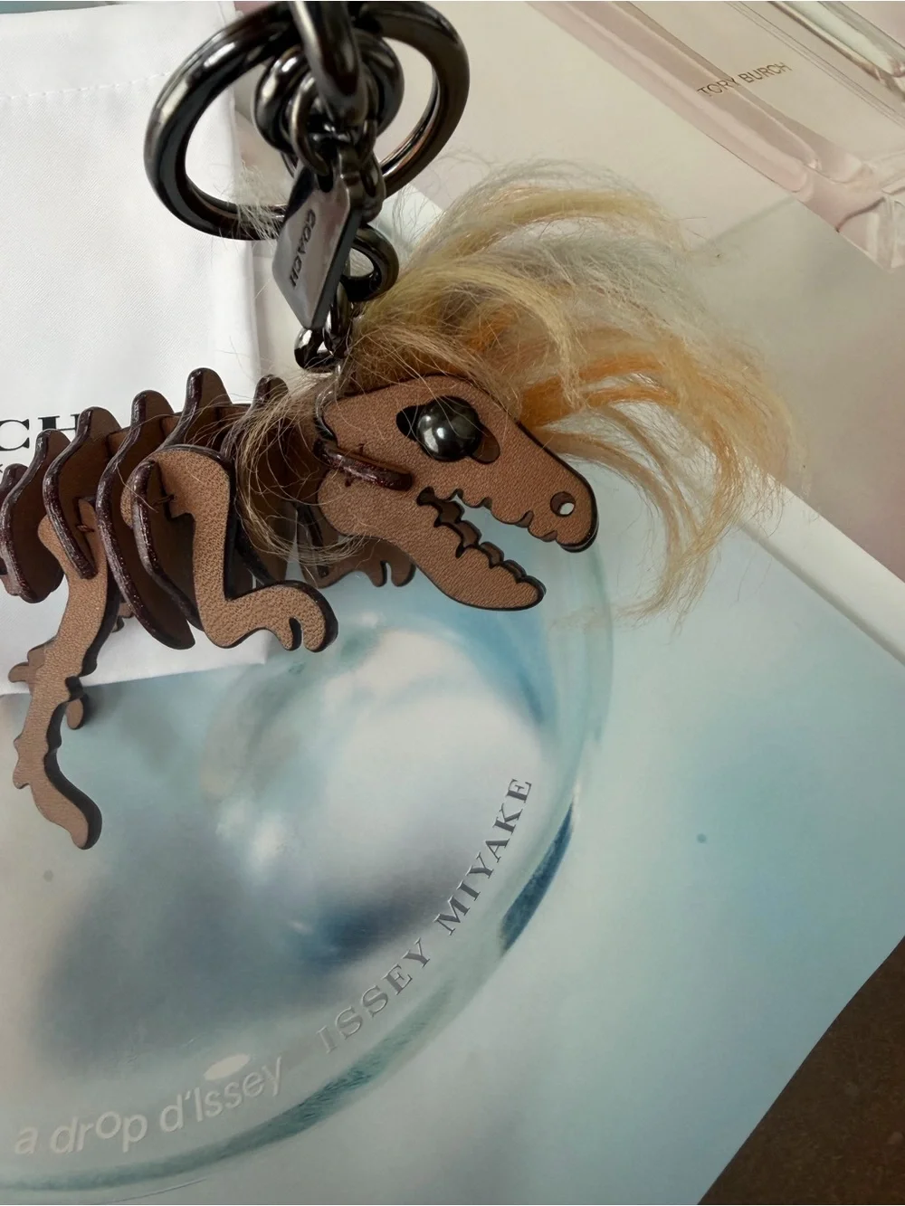 Coach Rexie Leather Bag Charm / keychain new with dust bag& gift box ! Limit ed.